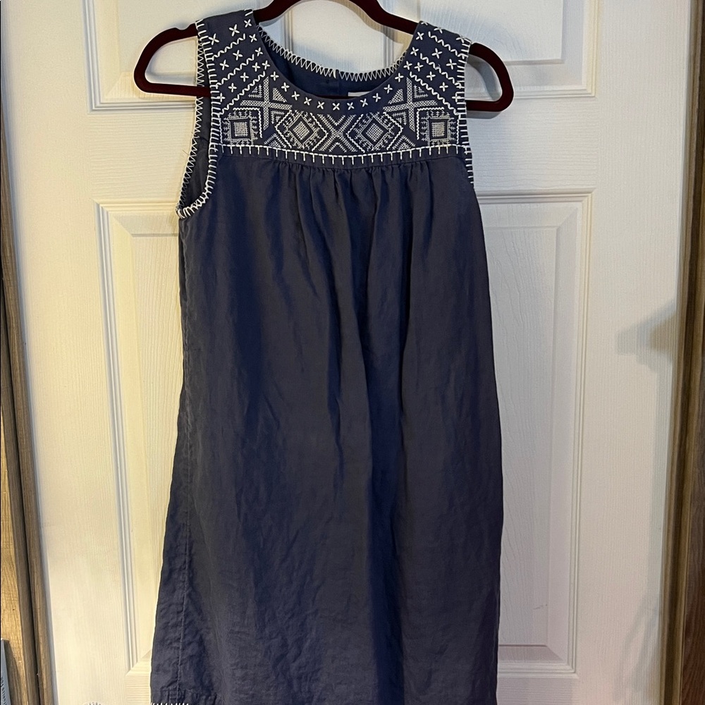 C&C California Navy Blue Mini Dress with White Embroidery